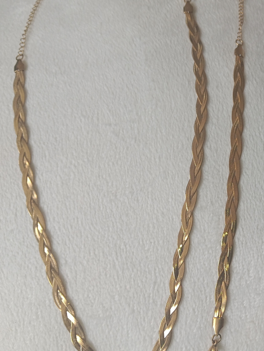 Gold Braided Chain Necklace Set